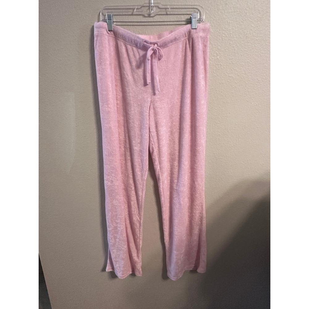 VINTAGE Juicy Couture Pink Velour Pants Rhinestone Logo Lounge Sleepwear Y2K